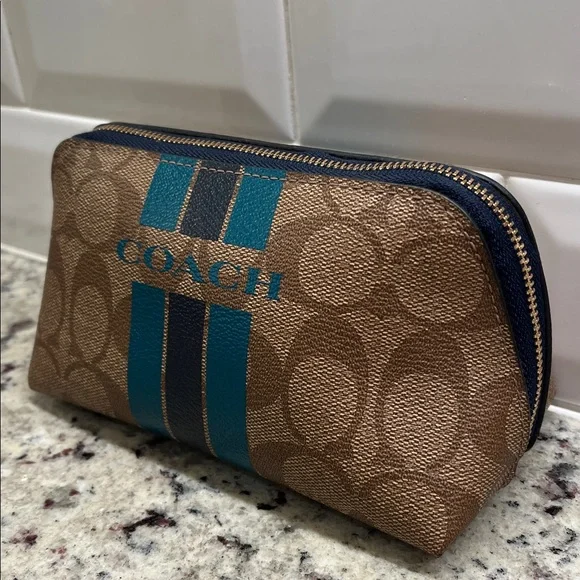Coach Signature Stripe Cosmetic Case EUC - Picture 3 of 9